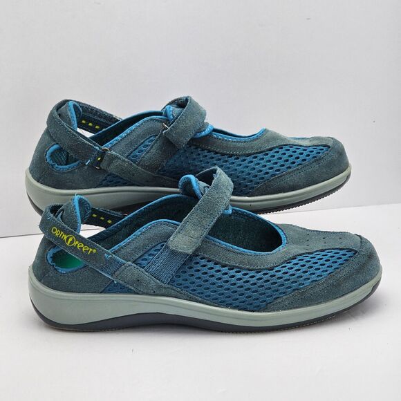 Orthofeet Women's 8.5M Blue Teal Orthopedic Knit Mary Jane Shoes - Picture 1 of 11